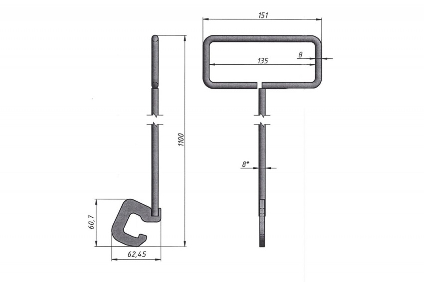 Ручка прямая к тележке ТПЕ , СКЕЙТ