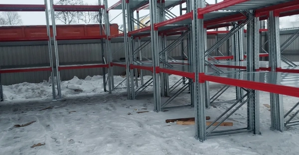 Стеллаж металлический с настилами (нагрузка на ярус 500 кг) 4 яруса