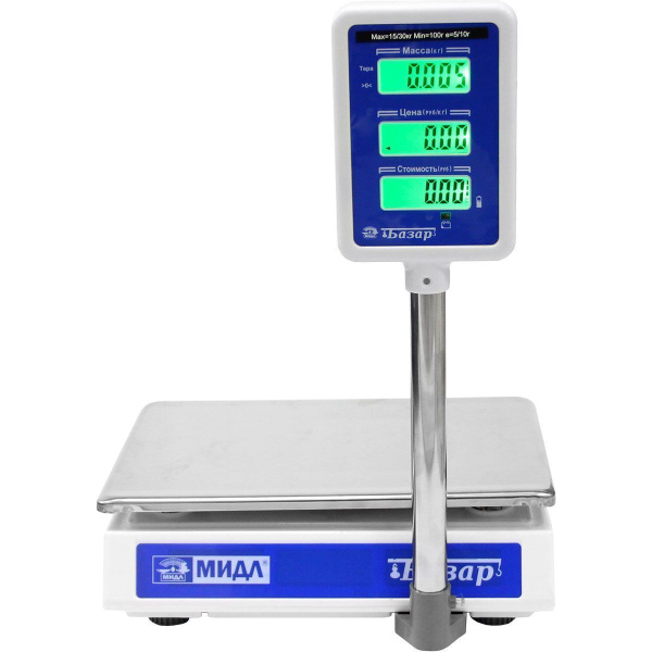 Весы торговые электронные МИДЛ МТ 30 МГЖА (5/10, 230х330) «Базар 2.1У»