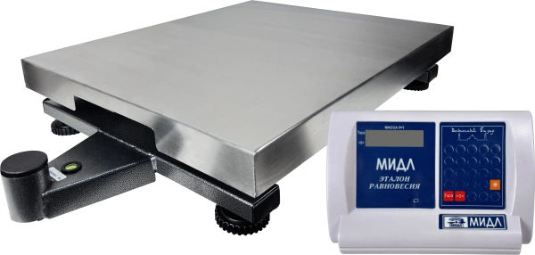 Весы товарные напольные МИДЛ МП 300 ВЖА Ф-3 (50/100, 600х800, нерж.) «Восточный Базар 518 авто»