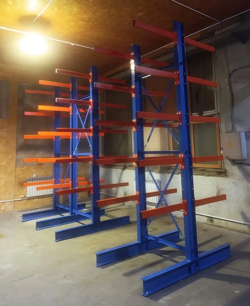 Стеллаж консольный двусторонний (нагрузка на консоль 500 кг, глубина 1450 мм)