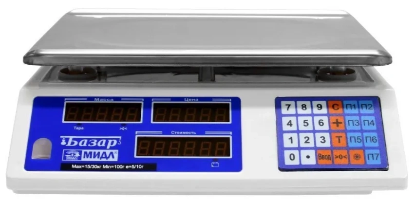 Весы торговые электронные МИДЛ МТ 30 МЖА (5/10, 230х330) «Базар 2У»