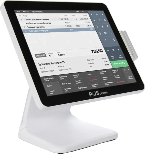 Сенсорный моноблок POSCenter POS101 (15", J3455, 4/128 Гб, без ОС), белый