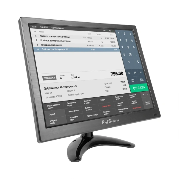 Монитор POScenter МКT12 (1024x768, VGA, 1.8 м, подставка), черный