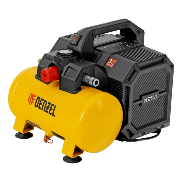Компрессор безмасляный Denzel DLS750/6, 58019