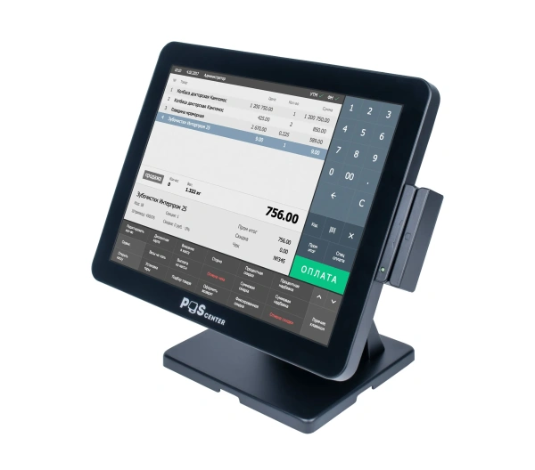 Сенсорный моноблок POScenter Atlas (15", PCAP, J4125, RAM 4Gb, SSDM2 128Gb, MSR) без ОС