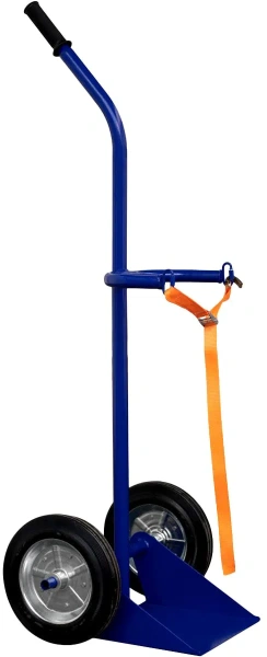 Тележка двухколесная с одной ручкой для перевозки одного баллона с фиксацией ремнем ГБР 1 (колёса d250 литые)
