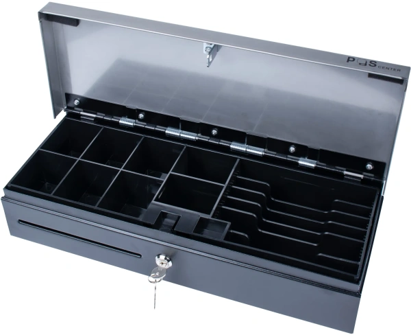 Денежный ящик Poscenter 460KS 460x170x100, распайка Shtrih 24V, черный с нерж. крышкой, 3.0 м кабель