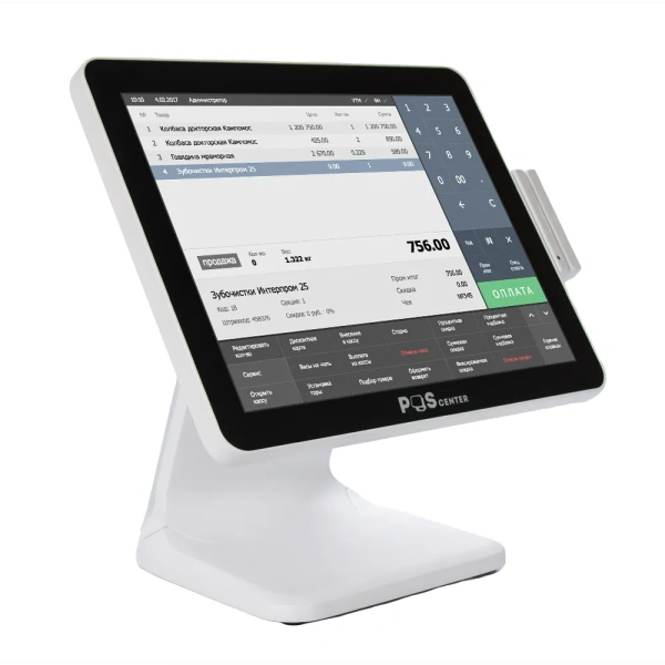 Сенсорный моноблок POScenter POS101 (15", PCAP, J3455, RAM 4Gb, SSD M2 128Gb, MSR) БЕЛЫЙ, с Windows