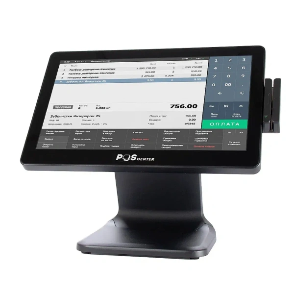 Сенсорный моноблок POScenter POS90NS (15.6", PCAP, J3455, RAM 8Gb, SSD 128Gb, без MSR) без ОС