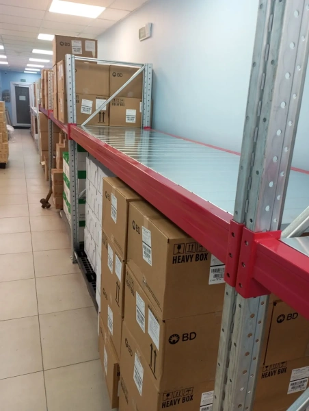 Стеллаж металлический с настилами (нагрузка на ярус 500 кг) 4 яруса