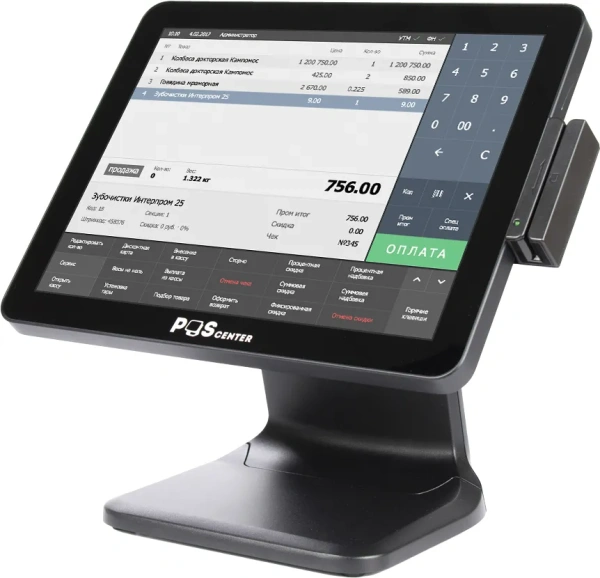 Сенсорный моноблок POSCenter POS101 (15", J3455, 4/64 Гб, без ОС), черный