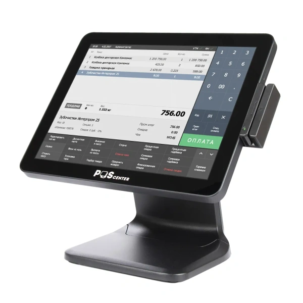 Сенсорный моноблок POScenter POS101 (15", PCAP, WB-J3455, RAM 8Gb, SSD M2 128Gb, MSR) без ОС