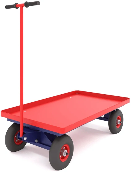 Тележка платформенная четырёхколёсная, с поворотной осью ТПО 5 (700х1200х50) колеса чугун обод d250мм
