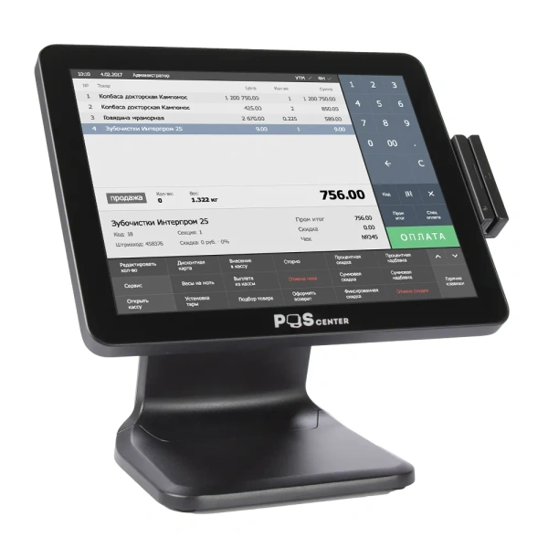 Сенсорный моноблок POScenter POS101 (15", PCAP, WB-J3455, RAM 8Gb, SSD M2 128Gb, MSR) без ОС