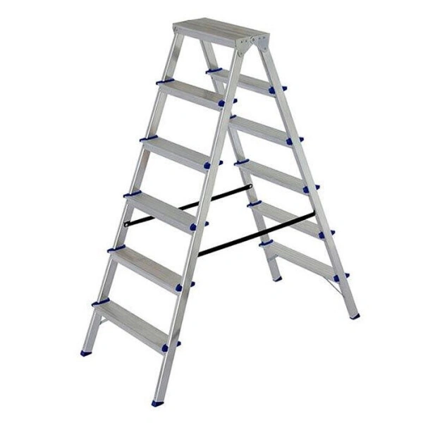 Лестница стремянка алюминиевая с двухсторонним восхождением 6 ступени