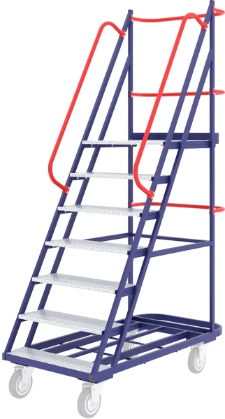 Лестница сварная передвижная ЛС 6 (670х1390х2150мм) 6 ступеней, без колёс