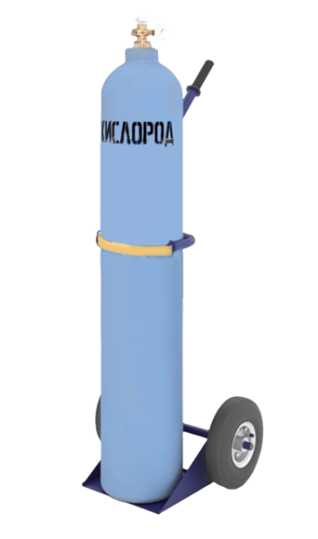 Тележка двухколесная с одной ручкой для перевозки одного баллона с фиксацией ремнем ГБР 1